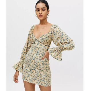 New Hello Molly Kiss The Sky Floral Bardot Mini Dress Orange Women's Size 8